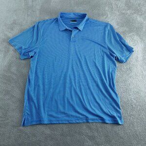 PGATOUR Mens Striped Polo Shirt XXL 100% Polyester Blue Short Sleeve 3382